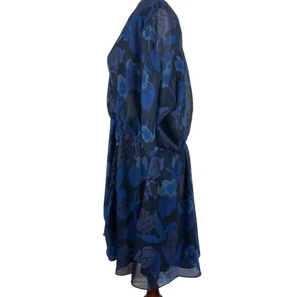 TED BAKER JULEAH RUCHED SLEEVED MINI DRESS BLUE, US SIZE 16-18 NWT - Picture 7 of 16